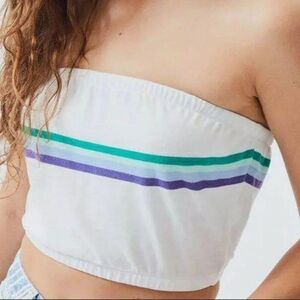 Me to We Pacsun White Striped Retro Bandeau Crop Top Tube Top